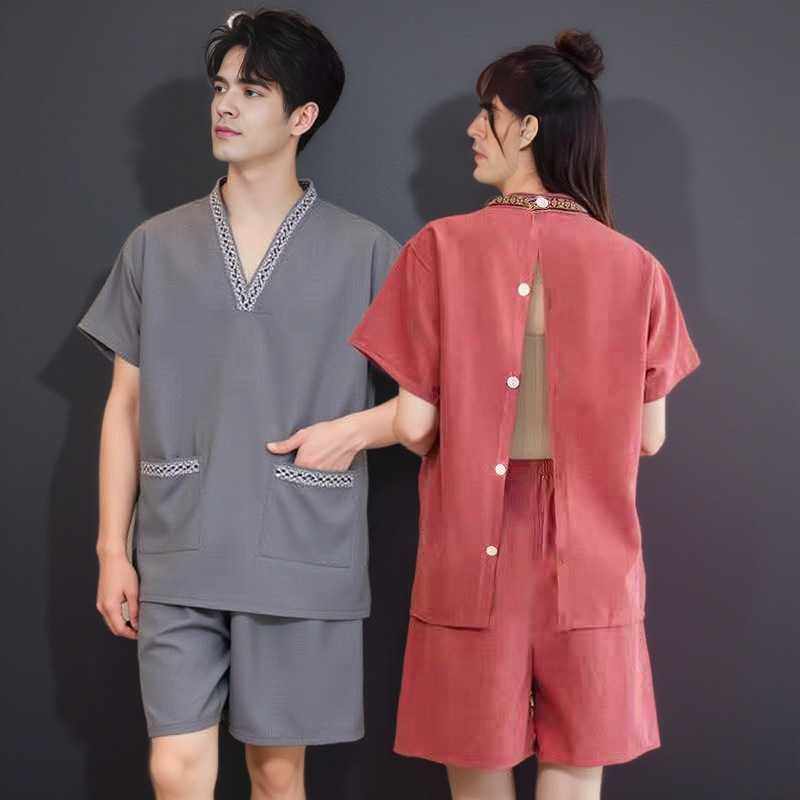 按摩服女汗蒸服背开后开贡麻大码男足疗采耳拔罐刮痧艾灸推拿浴服,居家布艺,汗蒸服,淘宝优惠券,粉丝福利购,淘宝优惠卷