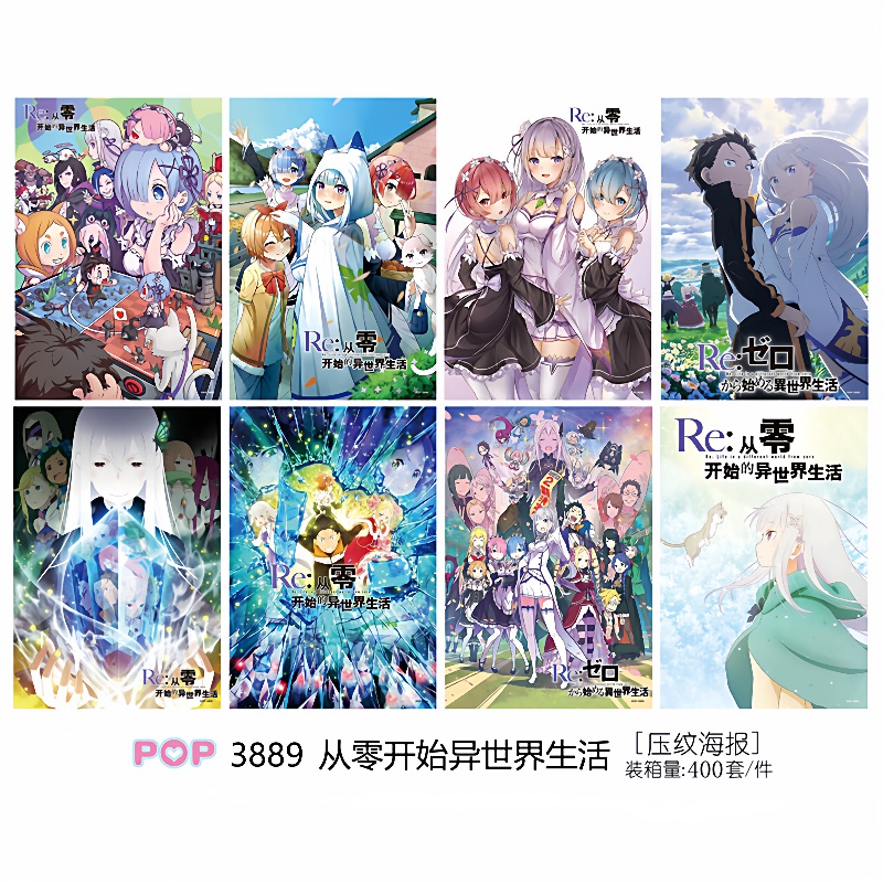 从零开始的异世界生活海报墙纸贴画8张一套学生礼二次元谷子周边