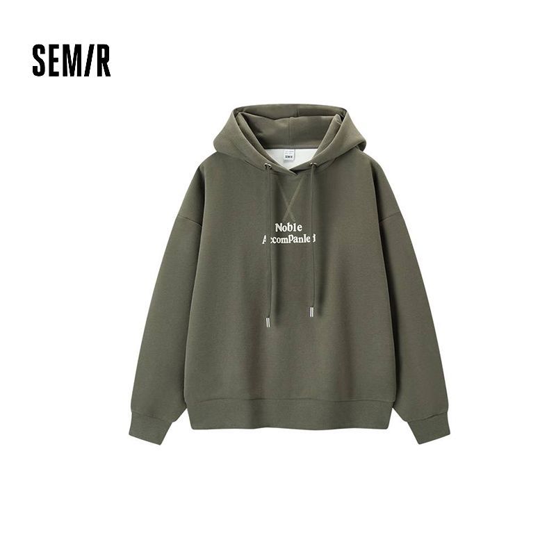 森马卫衣女中长款字母连帽冬新款宽松潮流时尚百搭107723116001