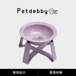 Petdebby猫碗宠物碗韩国BD飞碟陶瓷猫咪罐头吃粮水碗食盆护颈碗架