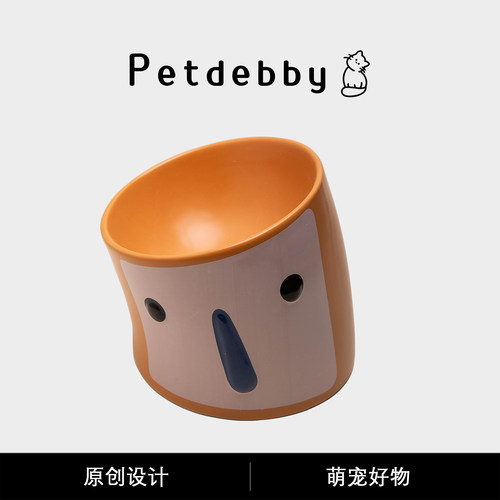 Petdebby陶瓷斜口高脚猫咪吃饭碗