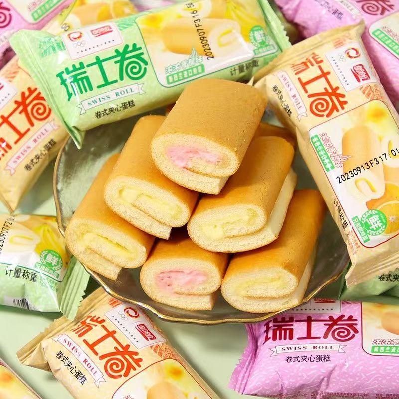 盼盼瑞士卷蛋糕整箱早餐面包充饥夜宵代餐饱腹小零食小吃休闲食品