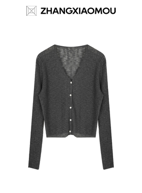 张小某梨形显瘦定制 春秋薄款莱赛尔天丝纸片人针织开衫Z1422