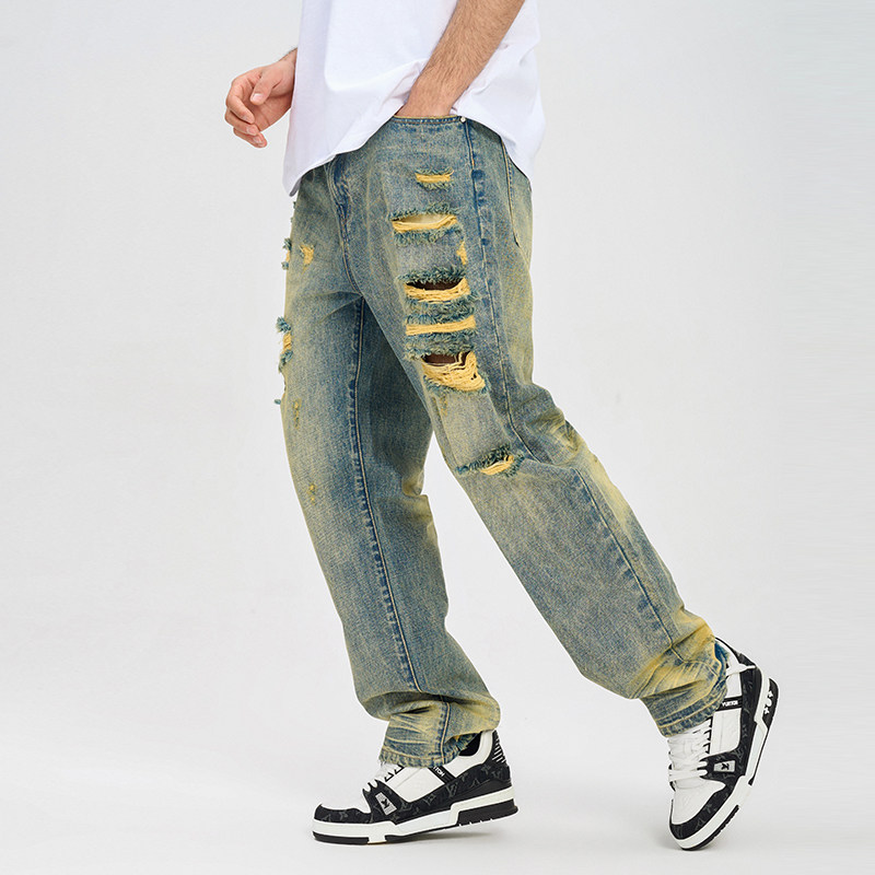 DNA官方旗舰店破洞牛仔裤子男士高街潮流阔腿裤重水洗直筒长裤女,男装,牛仔裤,淘宝优惠券,粉丝福利购,淘宝优惠卷