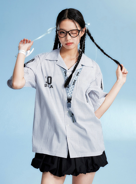 【DNA官方】10号衬衫口哨印花宽松2025夏季字母印花时尚简约上衣