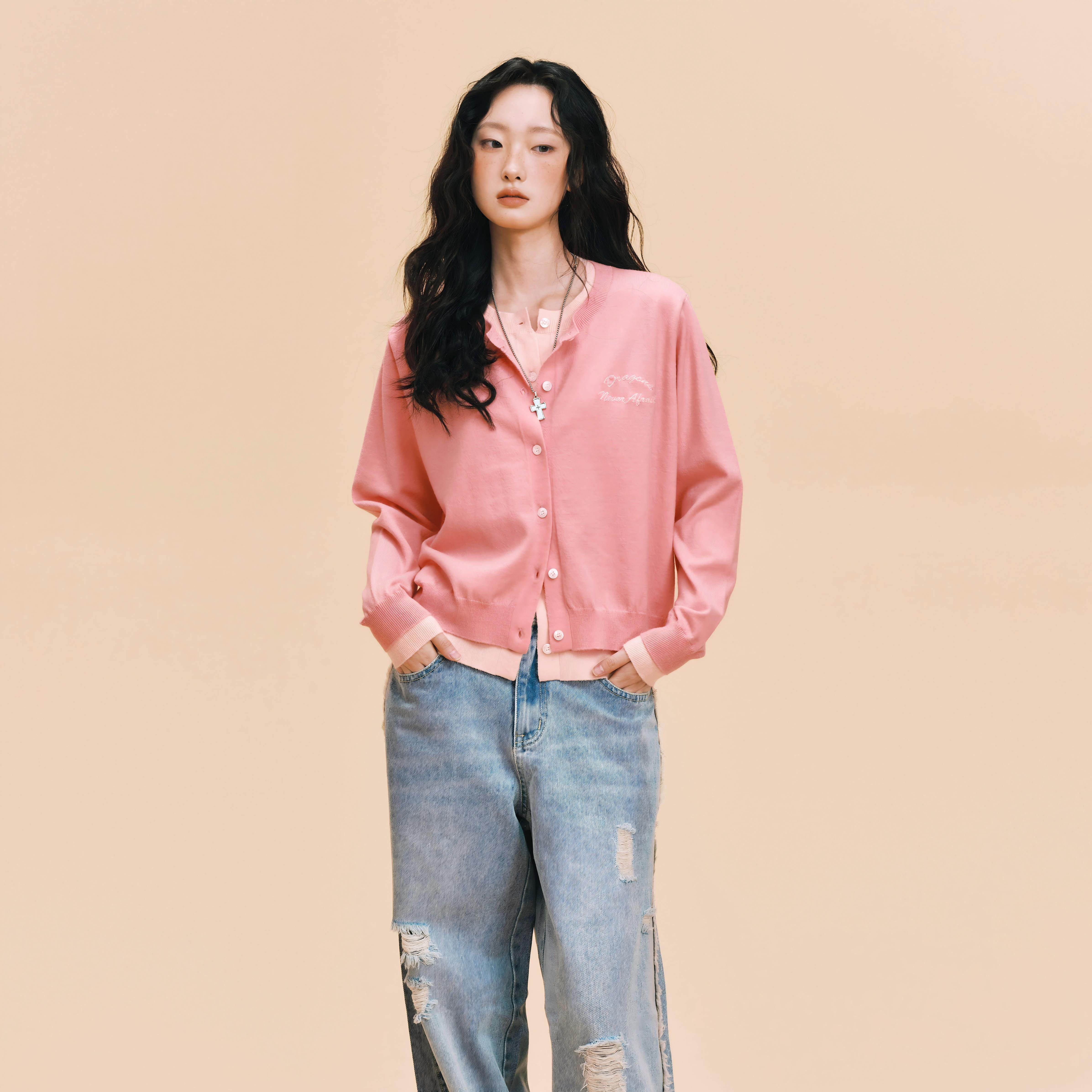 【DNA官方】拼接假两件开衫毛衣25年秋冬圆领字母简约休闲针织衫