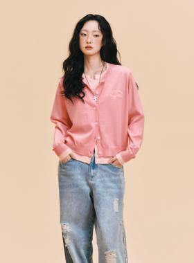 【DNA官方】拼接假两件开衫毛衣25年秋冬圆领字母简约休闲针织衫