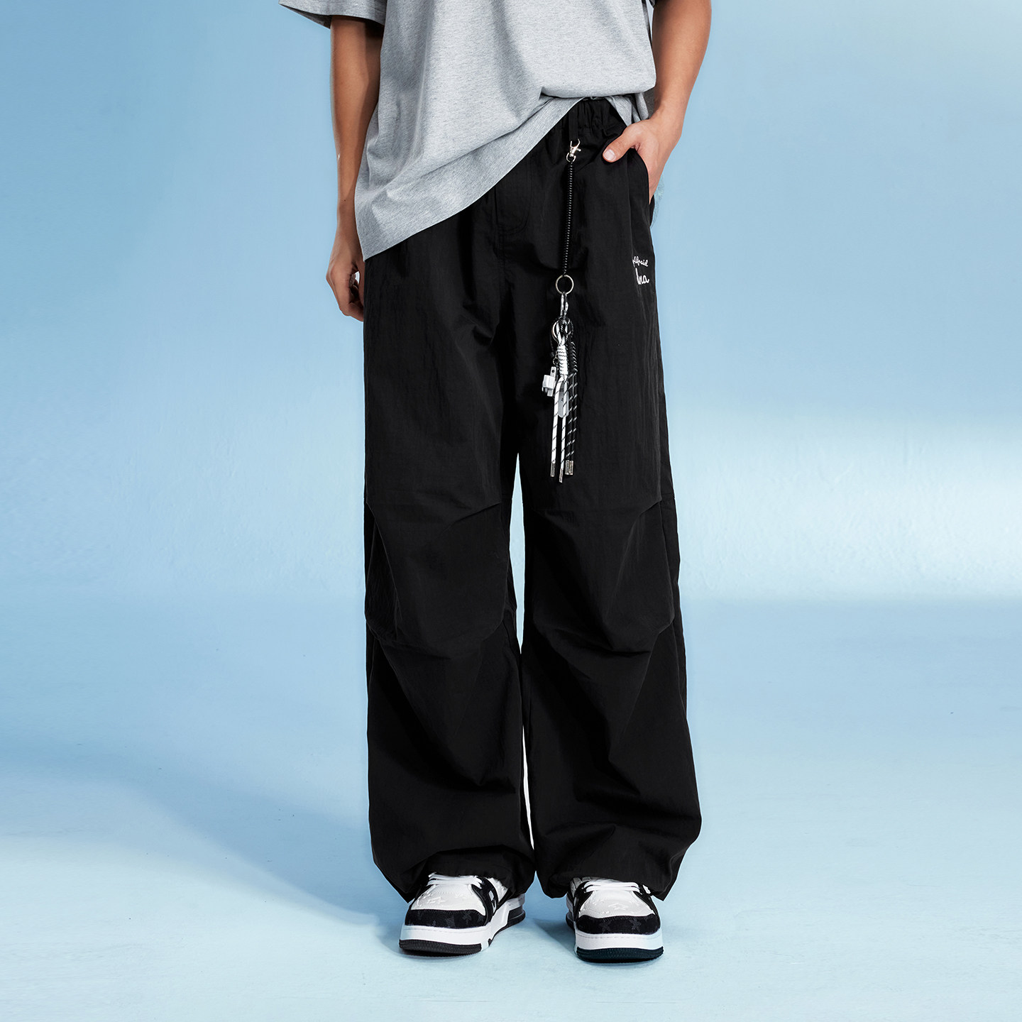 【DNA官方】伞兵裤25年秋冬宽松阔腿裤微喇工装褶皱直筒休闲长裤