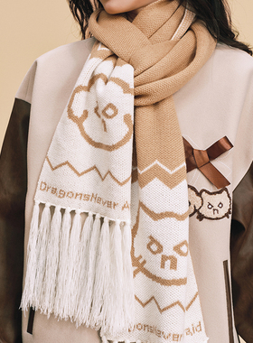 【DNA官方】针织围巾25年秋冬保暖围脖韩系氛围感流苏围脖女