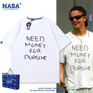 NASA AW布拉德皮特莱昂纳多小李子同款字母印花男女纯棉短袖T恤夏