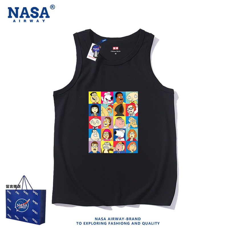 NASA联名恶搞之家皮特格里芬卡通图案男女吊带纯棉背心薄款T恤夏图片