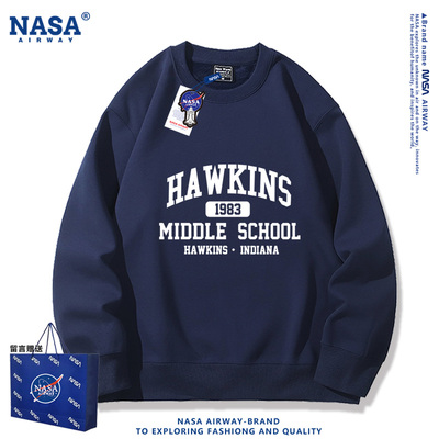 NASA联名美剧怪奇物语周边美式圆领卫衣Hawkins霍金斯中学秋冬潮