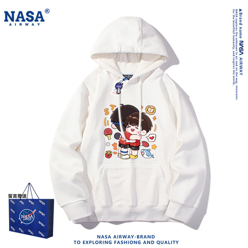 NASA AW孙颖莎 王楚钦周边巴黎莎头组合乒乓球连帽卫衣男女薄款款