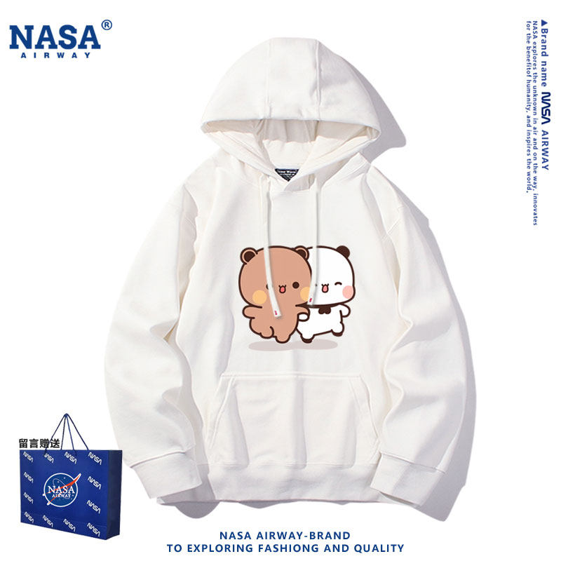 NASA联名布布一二卡通可爱情侣图案男女学生连帽卫衣上衣服秋冬潮