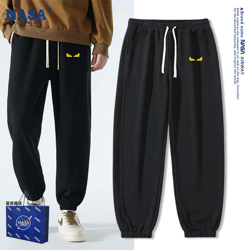 NASA联名恶魔之眼美式潮牌运动休闲卫裤男女宽松百搭长裤新款裤子