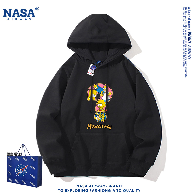 NASA联名辛普森一家美式潮牌设计感印花图案秋冬连帽卫衣男女上衣