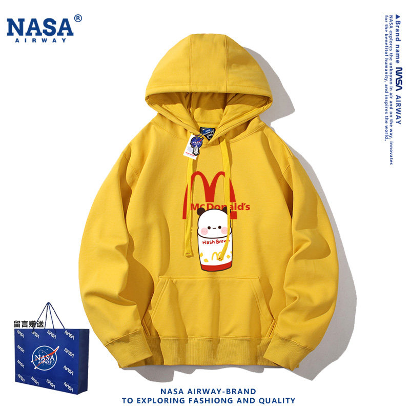 NASA AW麦门一二布布联名麦当劳男女春秋连帽卫衣宽松帽衫上衣服