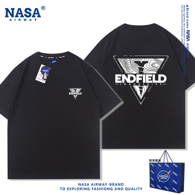 NASA联名明日方舟终末地工业LOGO印花男女纯棉短袖T恤半袖上衣夏