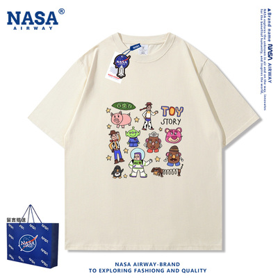 NASA联名玩具总动员巴斯光年周边潮牌纯棉短袖T恤夏季半袖上衣服