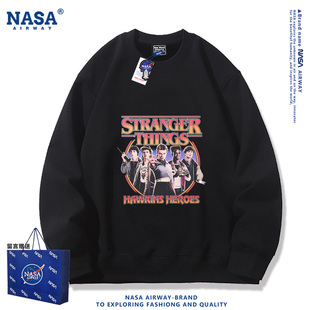 NASA AW美剧怪奇物语周边男女圆领卫衣秋冬百搭加绒上衣休闲新款