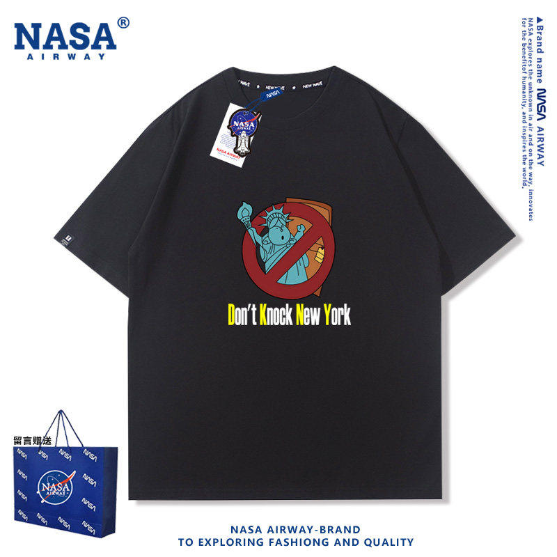 NASA AW求婚大作战dont knock newyork美国自由女神纯棉短袖T恤夏