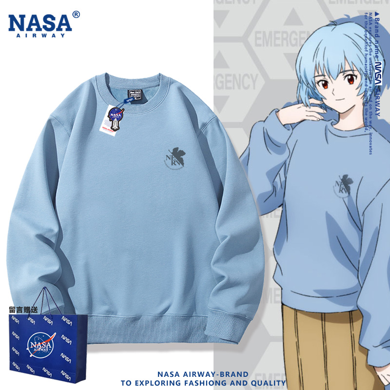 NASA联名福音战士绫波丽同款cos圆领卫衣男女秋冬上衣新款宽松潮
