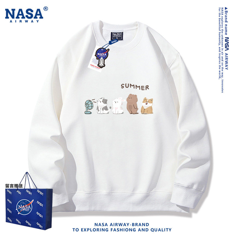 NASA AW小动物吹风扇夏日小清新卡通图案男女春秋圆领卫衣薄款潮