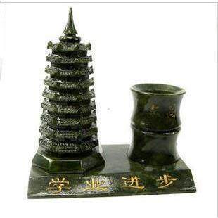 南玉笔筒文昌塔摆件