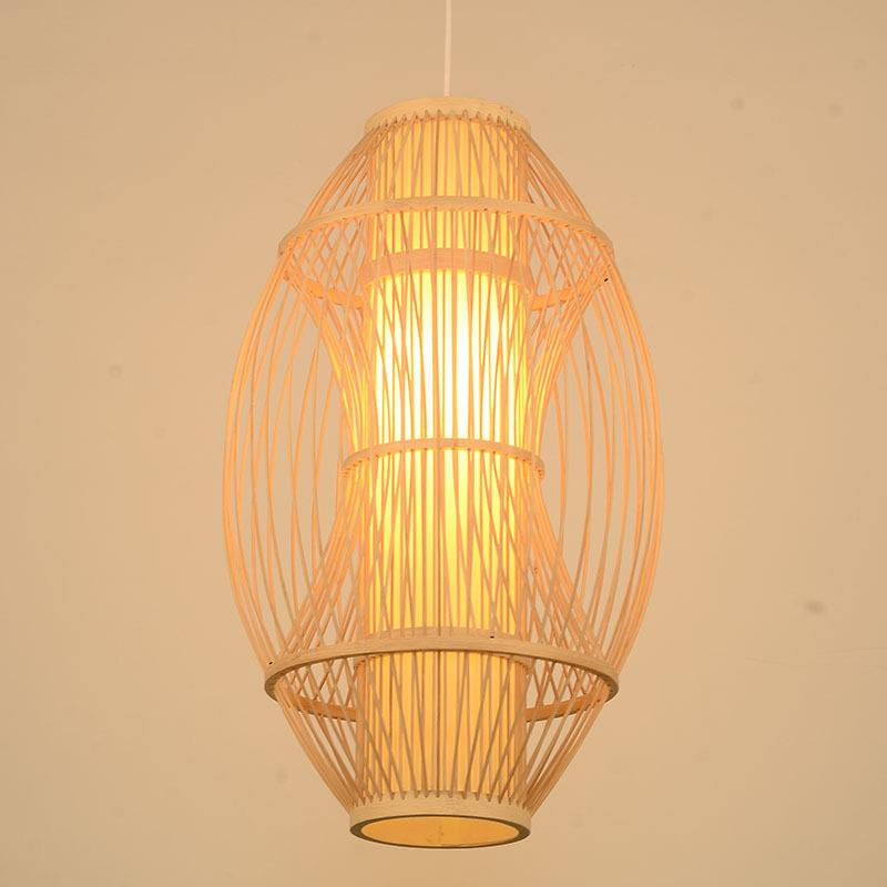 竹编实木吊灯日式禅意竹艺中式麻绳创意餐厅饭店料理民宿卧室灯具