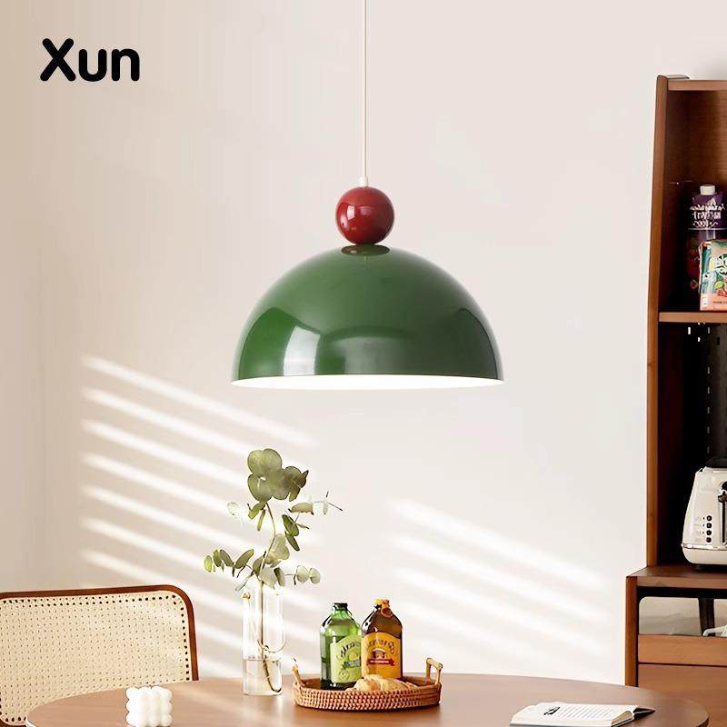 法式绿色餐厅吊灯孟菲斯设计师餐桌灯单头圆桌灯奶油风中古饭厅灯