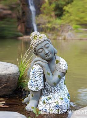 睡佛花园摆件庭院装饰雕像工艺品禅意佛像园艺别墅户外创意摆设