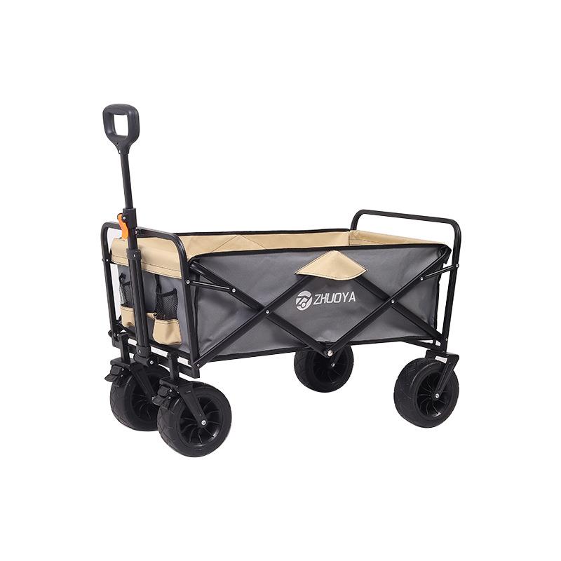 户外营地车家用购物车便携可折叠拉杆野营车8寸拉货摆地摊小推车