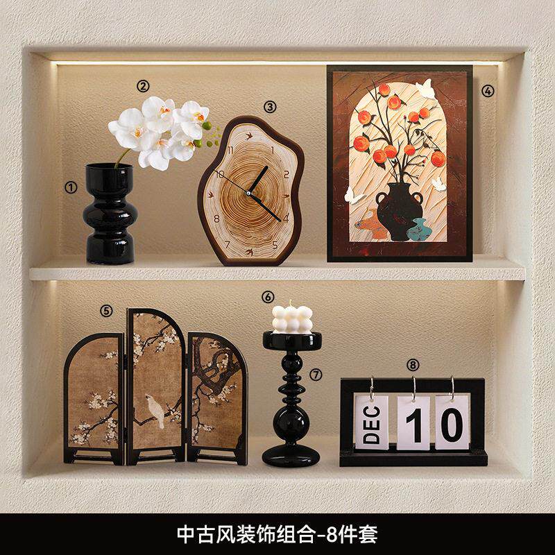 中古风玄关装饰摆件放钥匙收纳进门口法式复古鞋柜软装新中式摆画