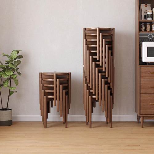 实木凳子家用可叠放圆凳客厅中式餐桌凳餐椅方凳简约现代板凳高凳