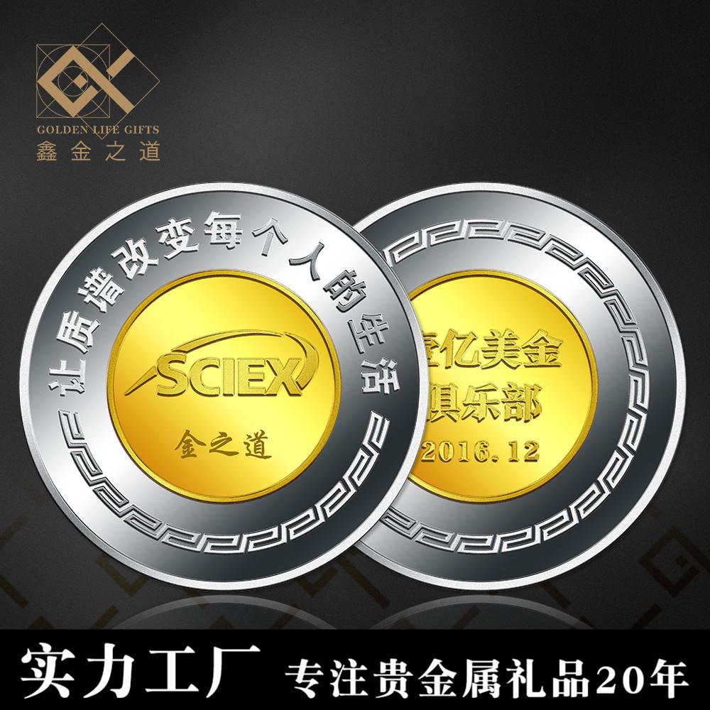 公司位周年纪念品纯银纪念章纯银局部镀金24K工艺纯银币