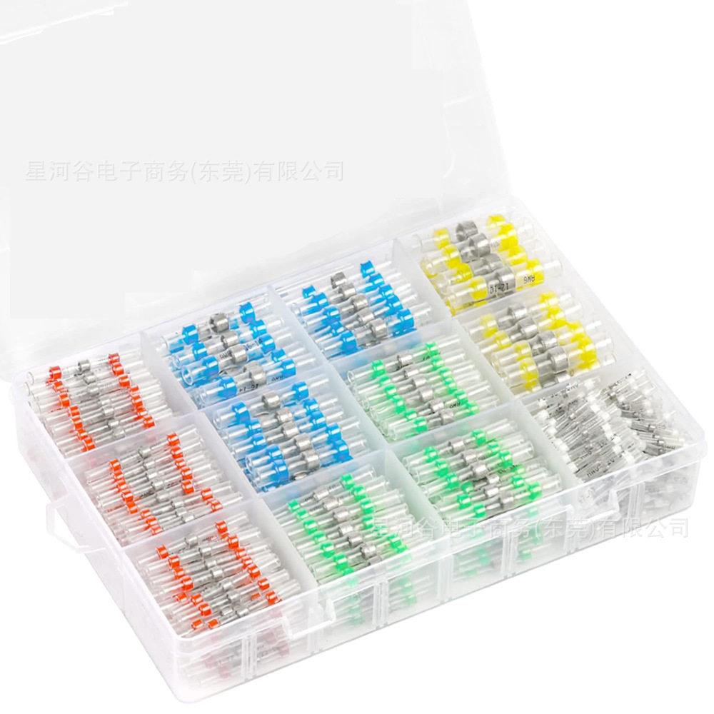 400PCS 盒装 焊锡环热缩对接连接器套件防水绝缘接线端子组合套件