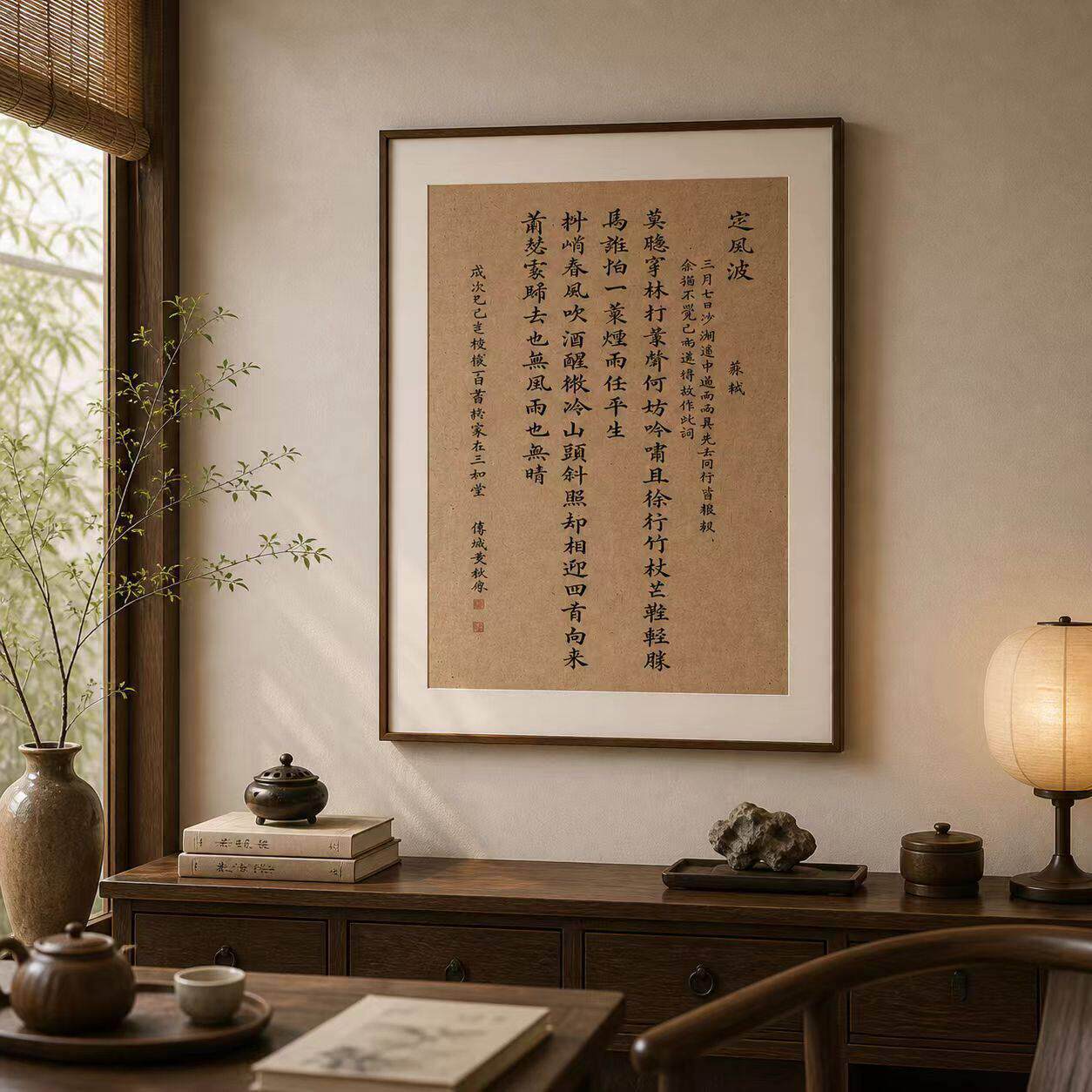 宋式美学定风波字画手写书法毛笔字公室新中式书房茶室禅意挂画