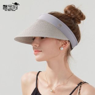 草编户外帽空顶女夏季草帽时尚飘带清凉帽子大檐帽子遮阳百搭防晒