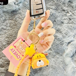 正版 卡通猪猪回力小车钥匙扣可爱潮流情侣公仔钥匙链书包挂件