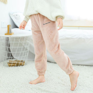 儿童法兰绒暖暖裤秋冬女童家居裤宝宝睡裤男童保暖裤珊瑚绒仙女裤