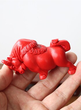 小号朱砂桌面小摆件生肖牛属相牛气冲天电脑桌装饰办公室牛本命年