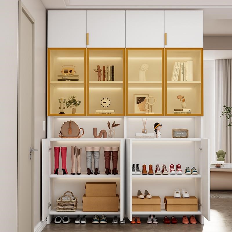 鞋柜家用入户进门隔断靠墙门口玄关柜一体置物柜收纳玻璃门储物柜