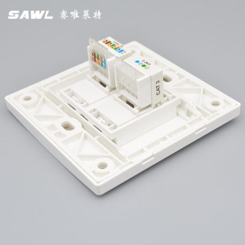 双口电话插电脑插座面板86型二位免打电话和网线网络插孔信息面板