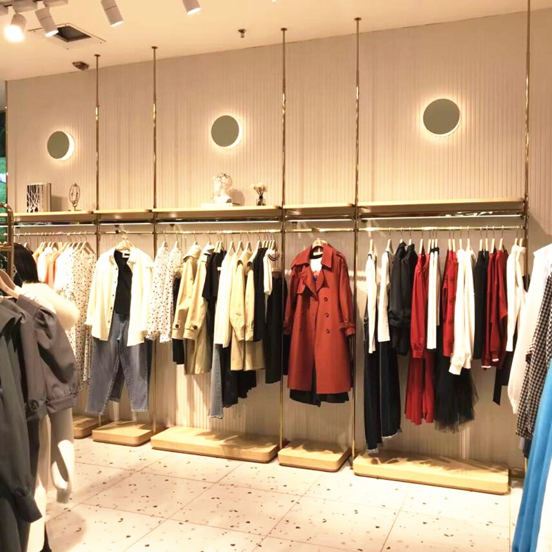 服装店展示架女装挂衣架不锈钢落地式陈列架通顶店铺中间货架网红