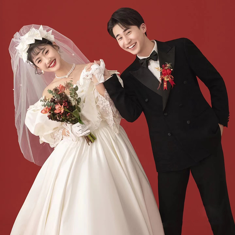 新娘森系超仙复古网红头纱简约蝴蝶结发箍结婚纱礼服跟妆造型配饰