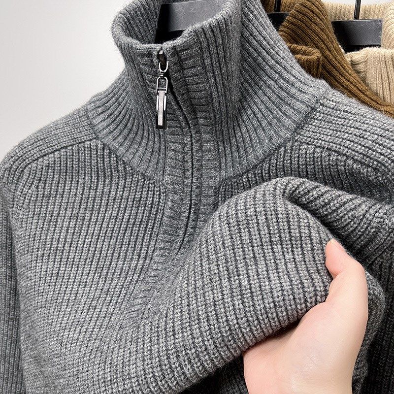半拉链高领毛衣男士秋冬季新款针织衫立领重磅加厚保暖粗针毛线衣