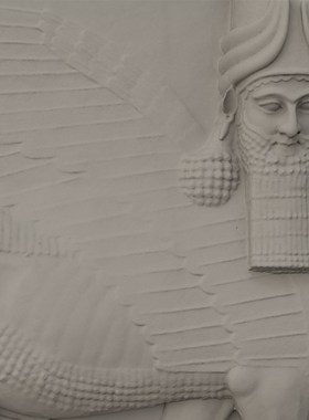 牛翼人首石膏浮雕装饰画香薰扩香石桌面创意艺术摆件大英博物馆