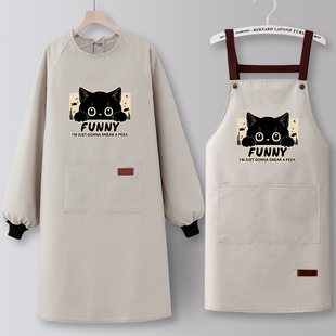 卡通猫咪围裙防水防油厨房家用做饭围腰男女通用可爱工作服新款