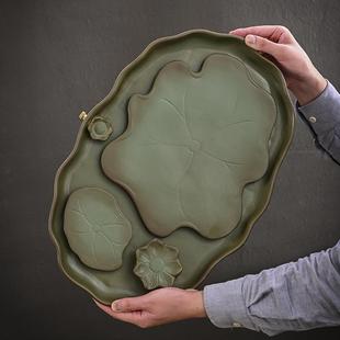 窑变干泡茶台功夫茶具带排水泡茶盘壶承 陶瓷茶盘大号家用创意中式