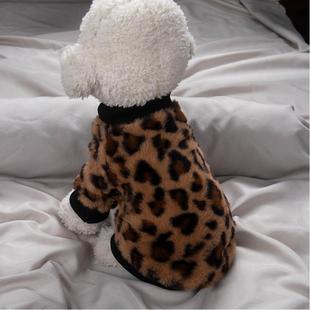 狗狗衣服豹纹加厚卫衣秋冬款 宠物泰迪比熊法斗布偶幼犬猫潮流服装